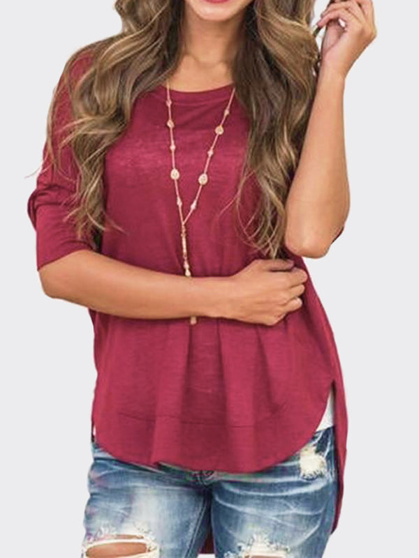 Wine Red Countryside Asymmetric Top - WealFeel