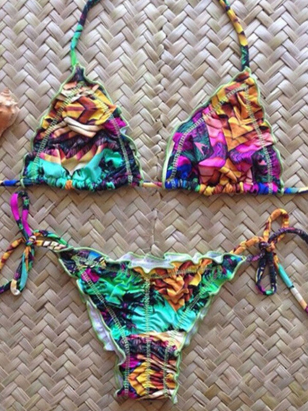 Multi-colored Halter Bikini Sets - WealFeel