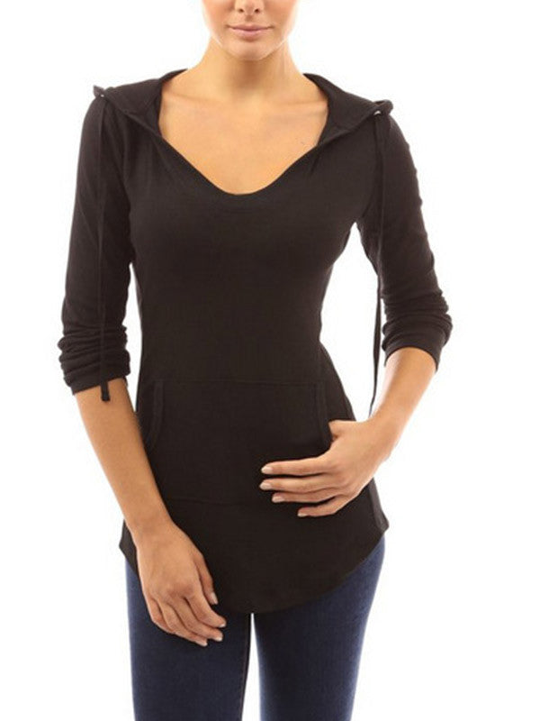 Hooded Irregular Hems Tops - WealFeel