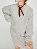 Plus Size V-neck Loose Sweater - WealFeel