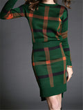 WealFeel Elegant Lady Plaid Package Hip Skirt Suit - WealFeel