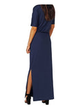 Off Shoulder Casual Side Split Long Maxi Dress - WealFeel