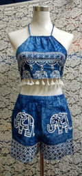 Vintage Tassel Crop Top&Shorts Matching Sets - WealFeel