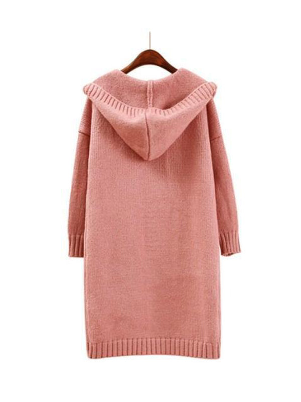Pure And Simple Open Front Knitted Hoodie - WealFeel