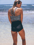 Geometric Pattern High Neck High Waist Bikini Sets - WealFeel