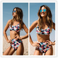 Geometric Printed High Waisted Bikini Set - WealFeel