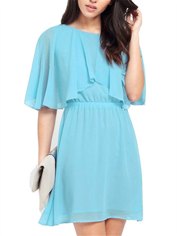 Round neck Slim Fit Chiffon Dress - WealFeel