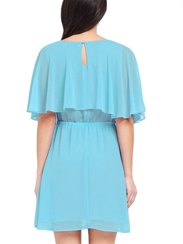 Round neck Slim Fit Chiffon Dress - WealFeel