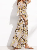 Exotic Floral Printed V Neck Split Maxi Dress - WealFeel