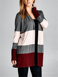 Casual Multi-color Stitching Long-sleeved Cardigan Top - WealFeel