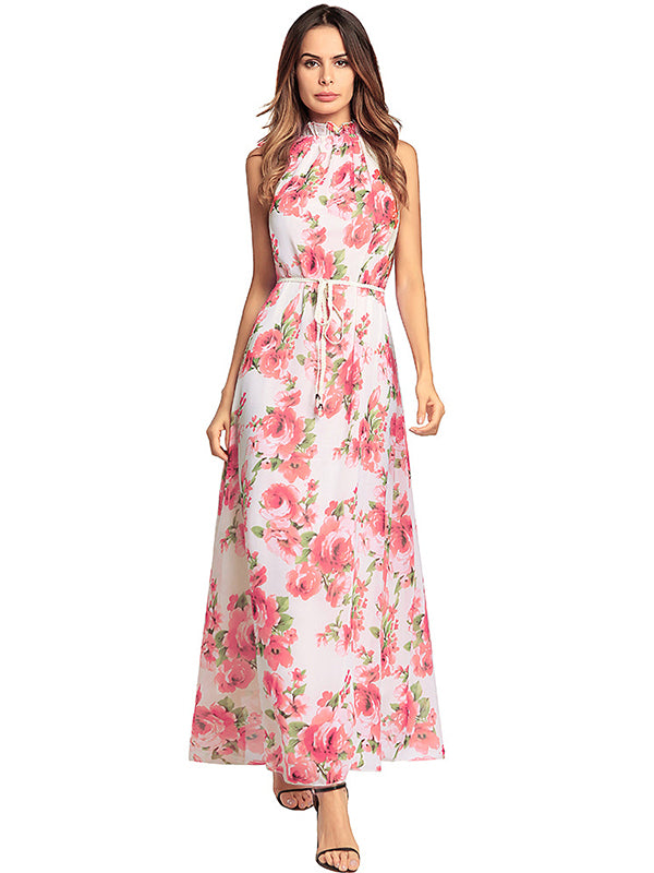 Women Sex Halter Floral Maxi Dress - WealFeel