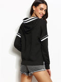 WealFeel White Striped Stitching Black Hooded Sweatshirt - WealFeel
