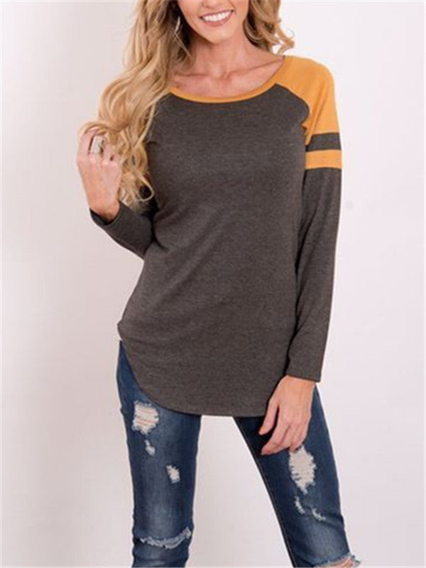 Round neck Color Collision Knited T-shirt - WealFeel
