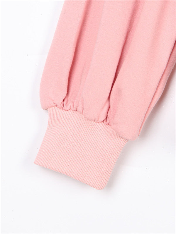 Pink Fake Two Piece Pullover Sweatshirt - WealFeel