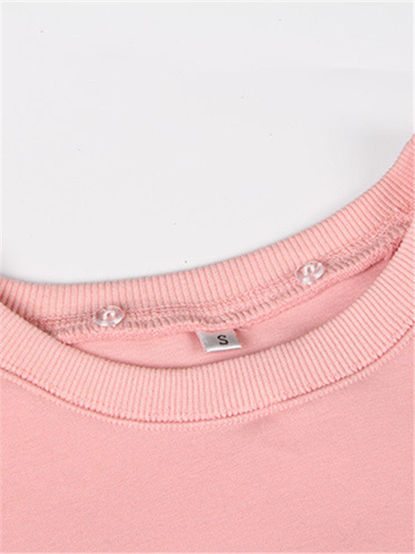 Pink Fake Two Piece Pullover Sweatshirt - WealFeel