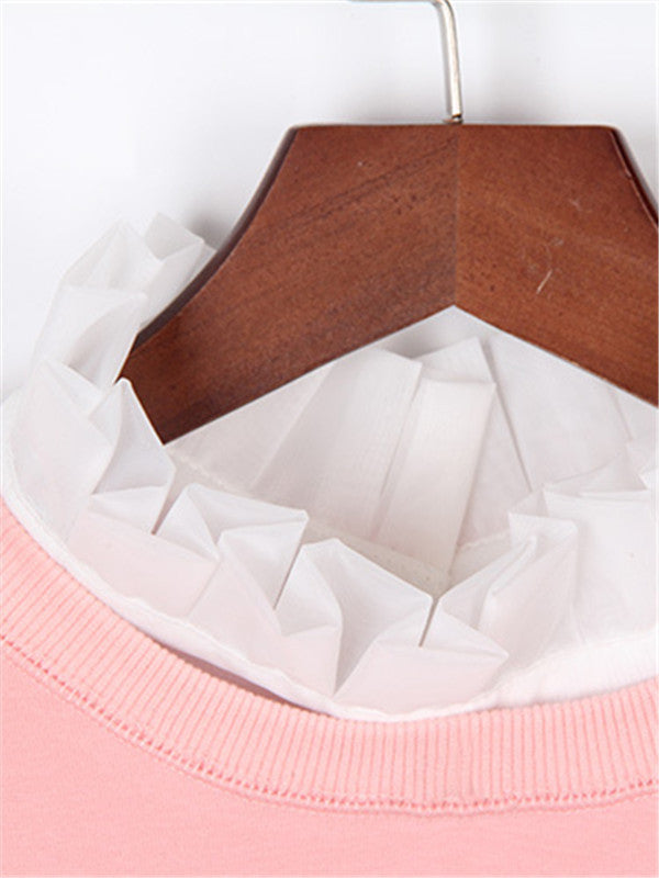 Pink Fake Two Piece Pullover Sweatshirt - WealFeel