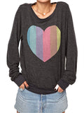 Loose Heart Printed Long Sleeve T-Shirt - WealFeel
