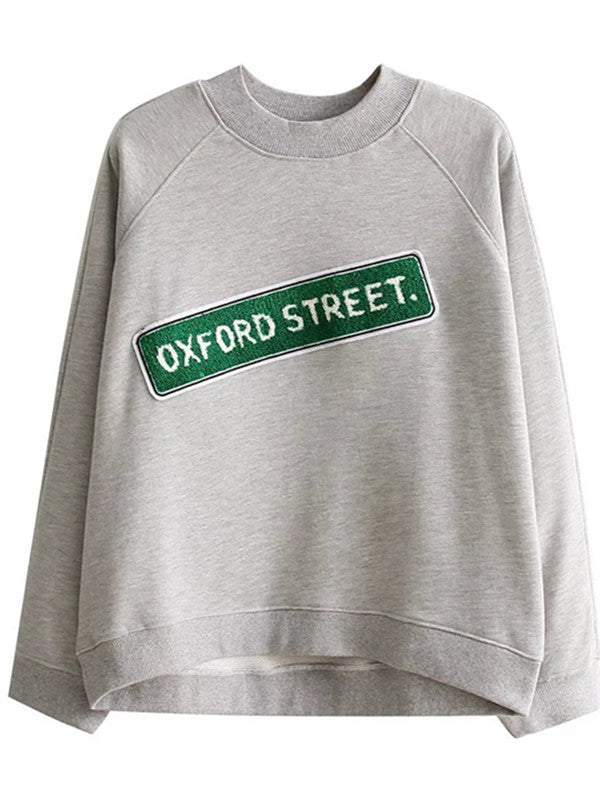 Casual Loose Gray Letters Printed Sweatshirt - WealFeel