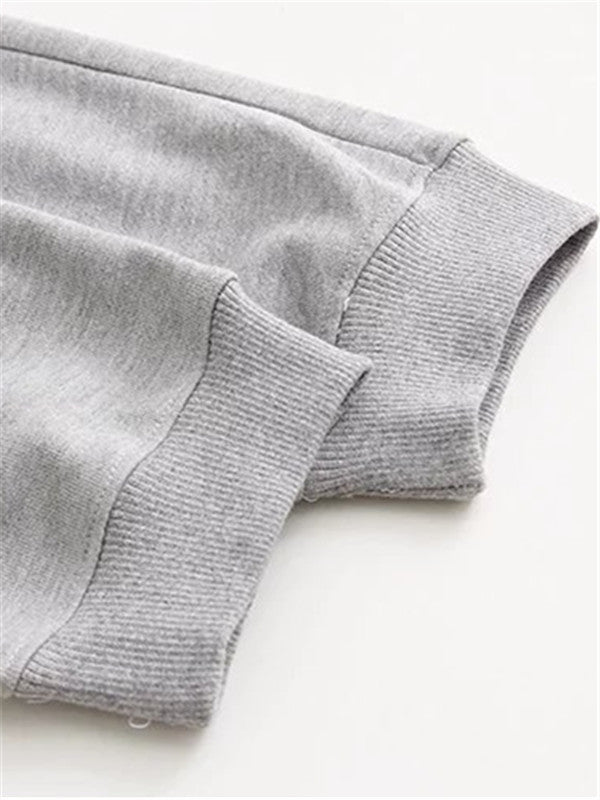 Casual Loose Gray Letters Printed Sweatshirt - WealFeel