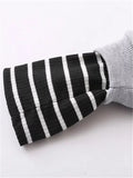 Fake Two-piece Striped sleeves Stitching Hooded Sweatshirt - WealFeel