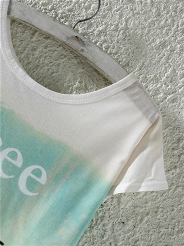 Casual Loose Before Short After Long Printed T-shirt - WealFeel