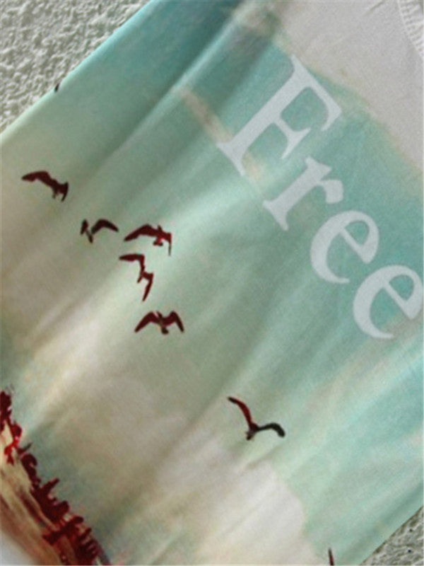 Casual Loose Before Short After Long Printed T-shirt - WealFeel