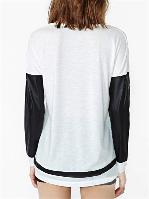 Asymmetric Black&White stitching Blouse - WealFeel