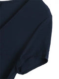 Loose V-neck Short-sleeved Belted Nine-Points Romper - WealFeel