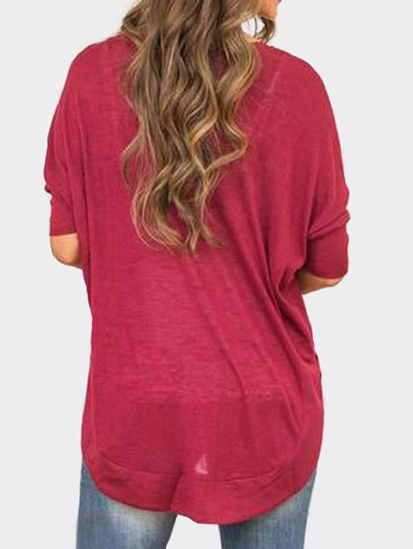 Wine Red Countryside Asymmetric Top - WealFeel