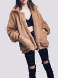 Womens Casual Solid Color Zipper Loose Jacket Coat Outwear - WealFeel