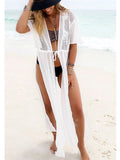 White Lace Chiffon Cover Up Beach Dress - WealFeel
