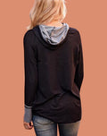 Black and Gray Stitching Hooded Sweatshirt - WealFeel