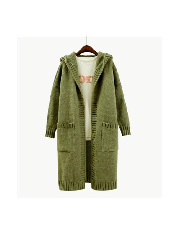 Pure And Simple Open Front Knitted Hoodie - WealFeel