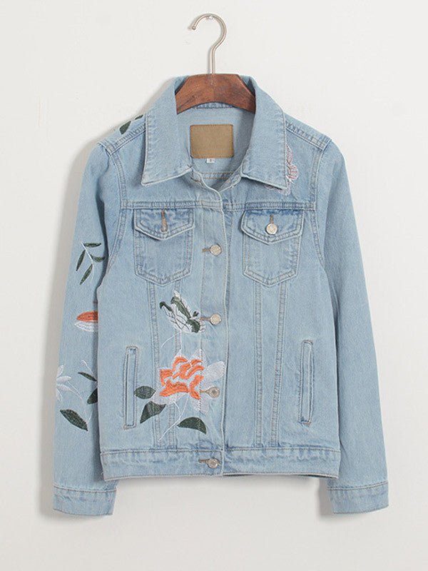 Vintage Embroidered Denim Jean Jacket - WealFeel