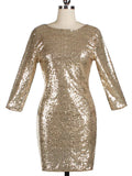 WealFeel Jewel neck Backless Sequins Bodycon Dress - WealFeel