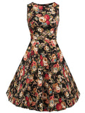 Sleeveless Vintage Floral Dress - WealFeel