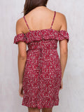 Floral Ruffle Cold Shoulder Summer Mini Dress - WealFeel