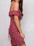 Floral Ruffle Cold Shoulder Summer Mini Dress - WealFeel