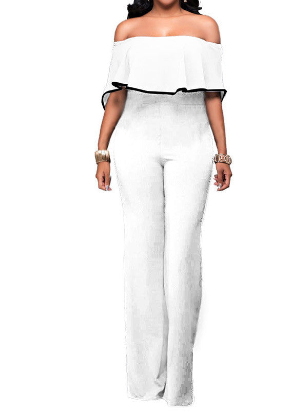 Women Off Shoulder High Waist Jumpsuits Rompers - WealFeel