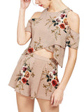 Floral Cold Shoulder Top & Shorts - WealFeel