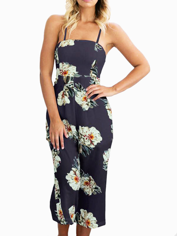 Women Floral Wide Leg Rompers - WealFeel