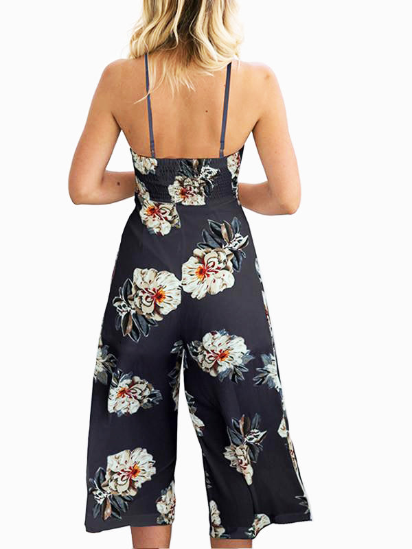 Women Floral Wide Leg Rompers - WealFeel