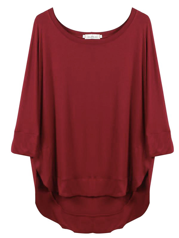 Wine Red Countryside Asymmetric Top - WealFeel