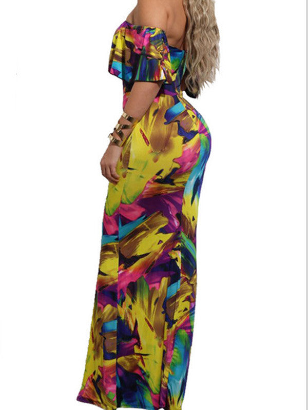 Women Off Shoulder Floral Maxi Dress - WealFeel