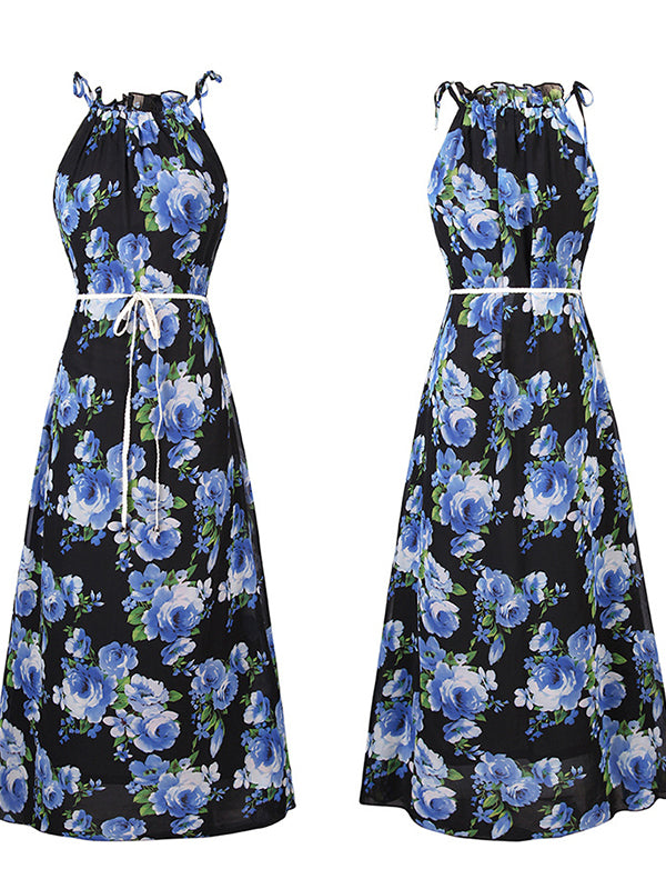 Women Sex Halter Floral Maxi Dress - WealFeel