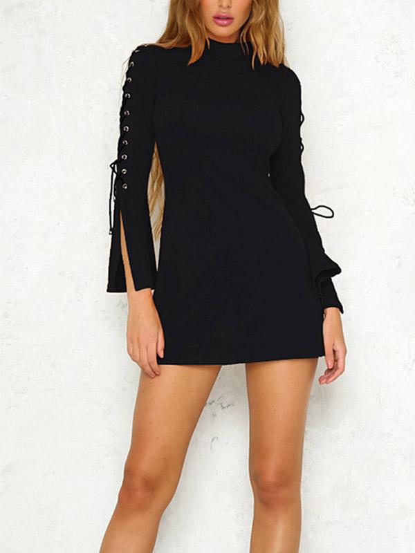 Pull Some Strings Bell Sleeve Mini Dress - WealFeel