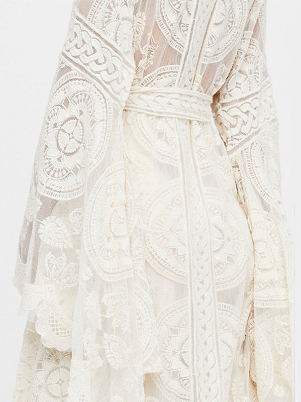 Sleeves White Lace Cover Up - WealFeel