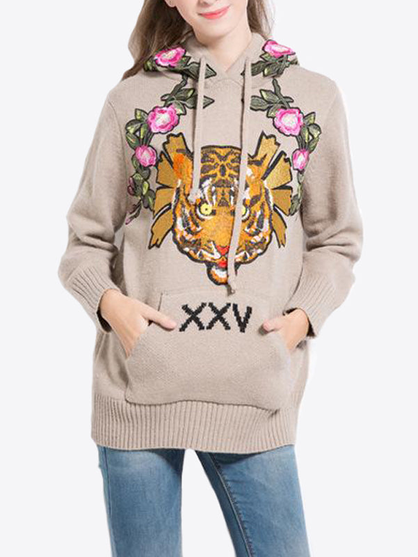 Women Floral Hoodie Hooded Sweatshirt Sweater - WealFeel
