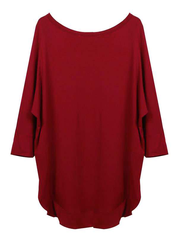 Wine Red Countryside Asymmetric Top - WealFeel