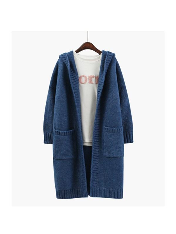 Pure And Simple Open Front Knitted Hoodie - WealFeel